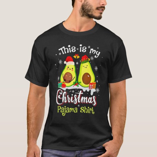 T-shirt This Is My Christmas Avocado Pajama Santa Hat Xmas (Devant)