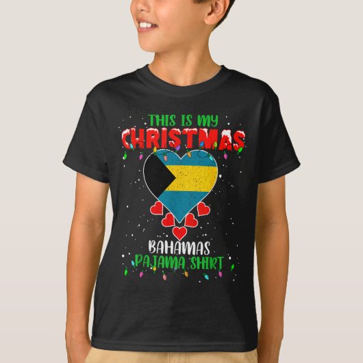 T-shirt This Is My Christmas Lights Love Bahamas Flag Paja (Devant)