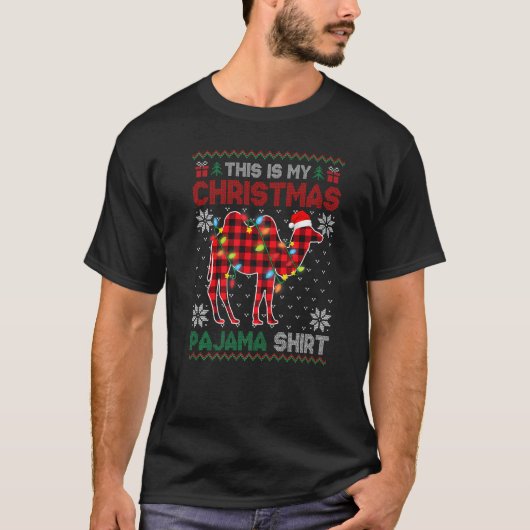 T-shirt This Is My Christmas Lights Pajama Camel Xmas Plai (Devant)