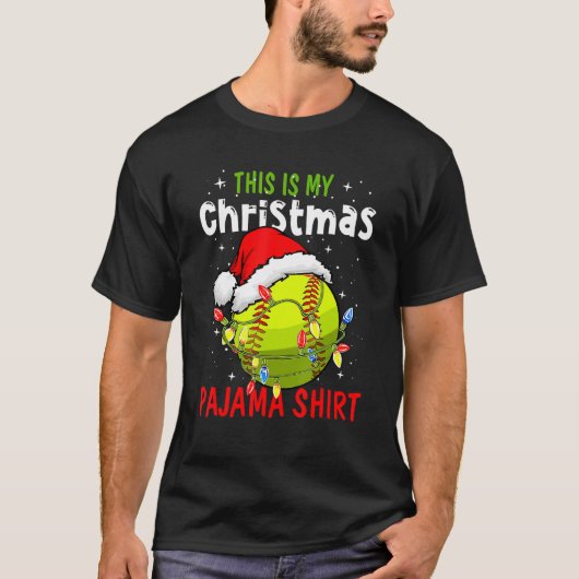 T-shirt This Is My Christmas Pajama Baseball Softball     (Devant)