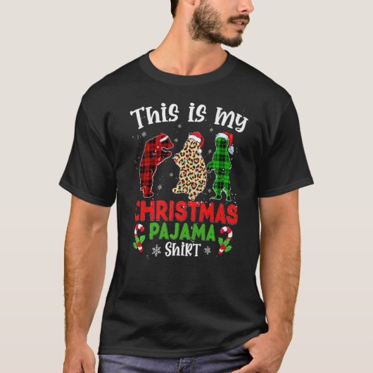 T-shirt This Is My Christmas Pajama Bear Animals Leopard P (Devant)