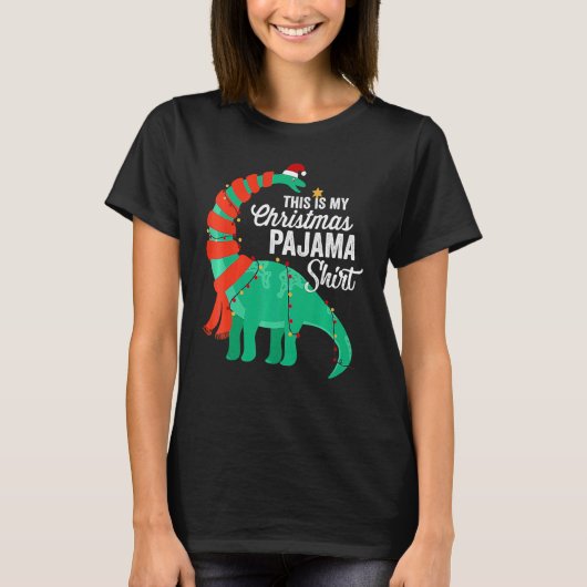 T-shirt This Is My Christmas Pajama Dinosaur Brontosaurus (Devant)