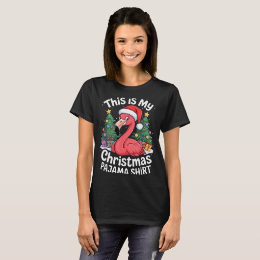 T-shirt This Is My Christmas Pajama Flamingo (Devant entier)