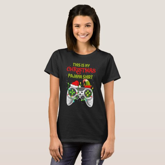 T-shirt This Is My Christmas Pajama Santa Elf Video Game C (Devant entier)