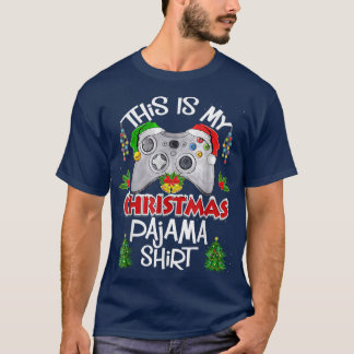 T-shirt This is My Christmas Pajama Santa Hat Gamer Video