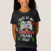 T-Shirt This is My Christmas Pajama Santa Hat Gamer Video (Devant)