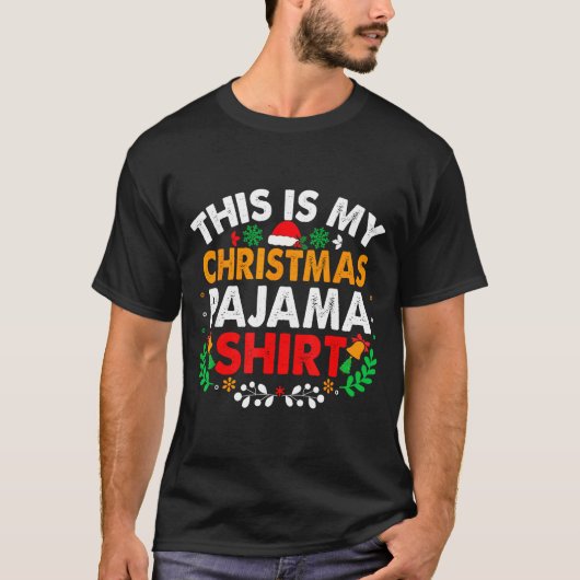 T-shirt This Is My Christmas Pajama Shirt Funny Pjs Xmas M (Devant)