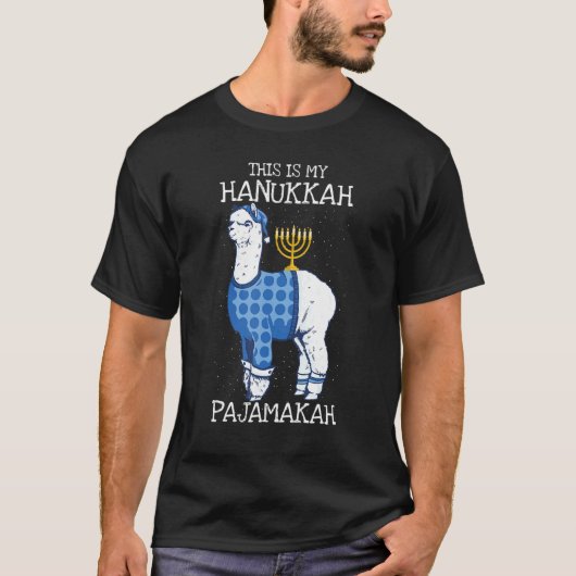 T-shirt This is My Hanukkah Pajamakah Llama Menorah  Pajam (Devant)