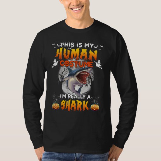 T-shirt This Is My Human Costume I'm Really A Shark Hallow (Devant)