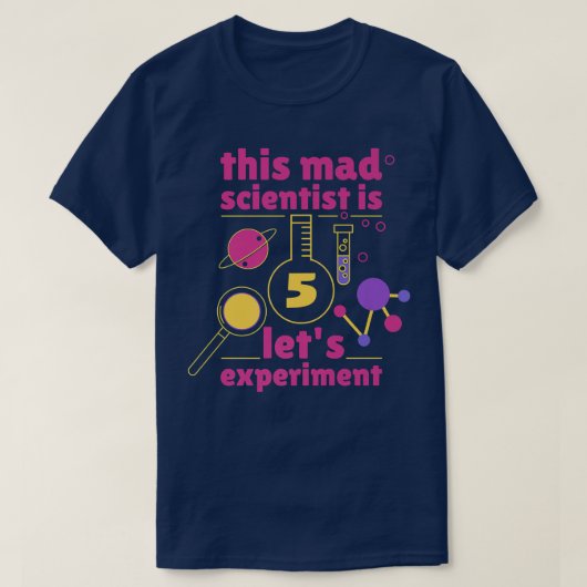 T-shirt This Mad Scientist is 5 Birthday Fifth 5th Science (Design devant)