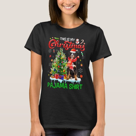 T-shirt This My Christmas Pajama Bernese Mountain Santa (Devant)