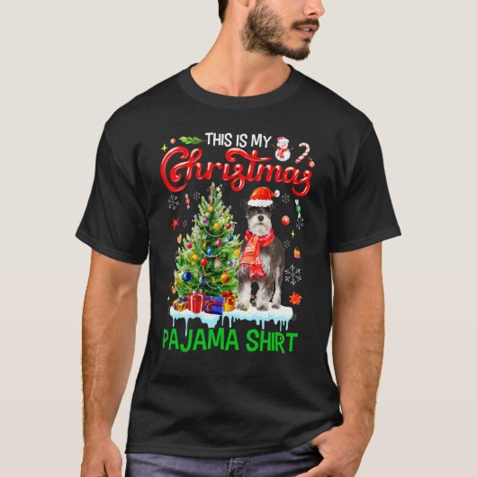 T-shirt This My Christmas Pajama Miniature Schnauzer Sant (Devant)
