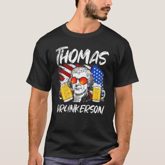 T-shirt Thomas Drunkerson Thomas Jefferson Beer Drapeau Us (Devant)