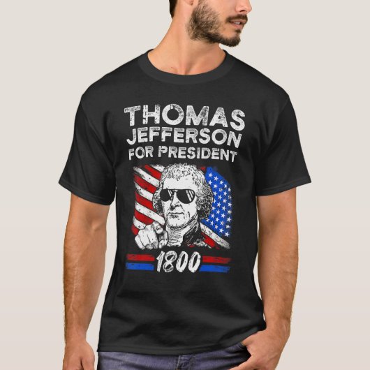 T-shirt Thomas Jefferson Drapeau Américain 4 Juillet (Devant)