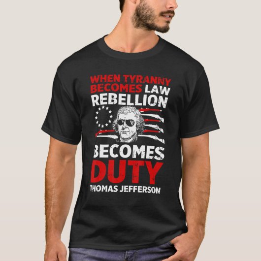 T-shirt Thomas Jefferson Drapeau Américain 4 Juillet (Devant)