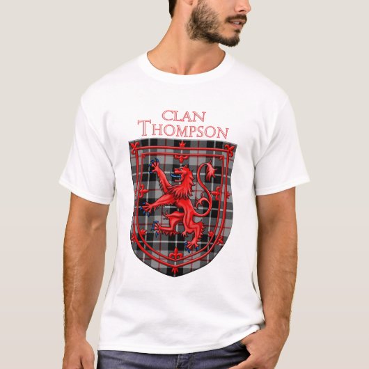 T-shirt Thompson Tartan Scottish Plaid Lion Rampant (Devant)