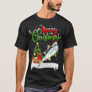 T-shirt Thon Poisson Lover Xmas Décorations Père Noël Tuna
