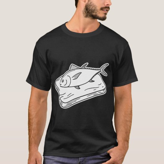 T-shirt Thon posé sur planche à découper (Devant)