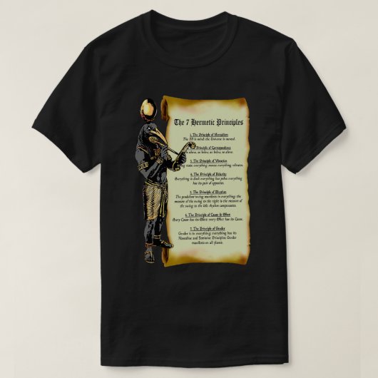 T-shirt Thoth et les 7 principes hermétiques égyptiens et (Design devant)