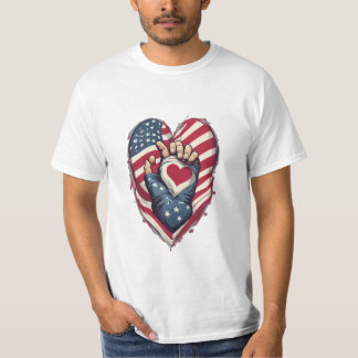 T-shirt Threads de patriote : Où drapeaux et coeurs s'unis