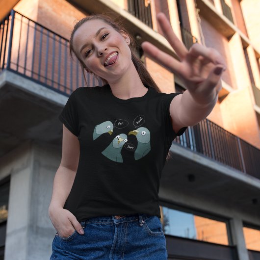 T-shirt Three Funny Pigeons With Greetings