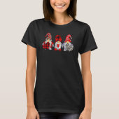 T-shirt Three Gnomes Holding Hearts Red Plaid Leopard Vale (Devant)