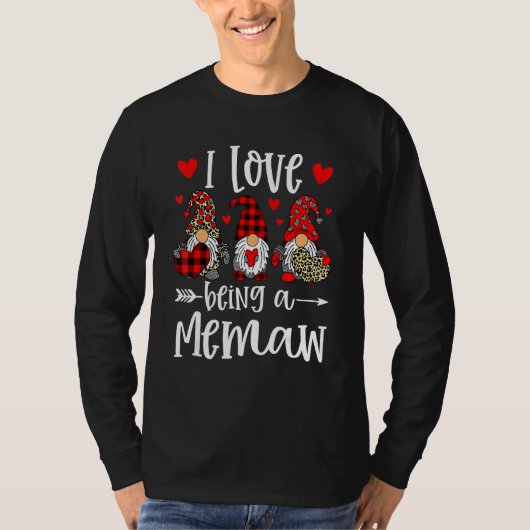 T-shirt Three Gnomes I Love Being A Memaw Funny Valentines (Devant)