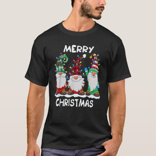 T-shirt Three Gnomes Matching Family Merry Xmas Buffalo Pl (Devant)