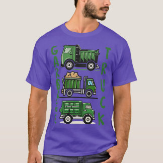 T-shirt Three Green Garbage Truck