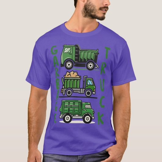 T-shirt Three Green Garbage Truck (Devant)