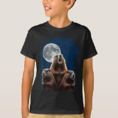 T-shirt Three Groundhogs And A Moon Funny Groundhog Day  (Devant)