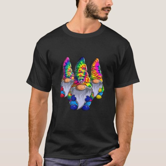 T-shirt Three Hippie Gnomes Peace Gnome Retro Tie Diy (Devant)