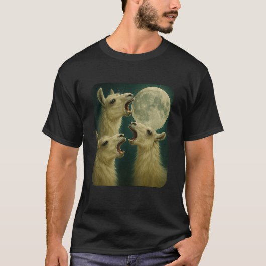 T-shirt Three Llama Moon Funny 3 Wolfs Meme Nerdy (Devant)