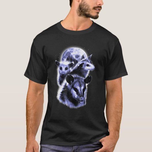 T-shirt Three Opposum Moon With 3 Possums And Dead Moon (Devant)