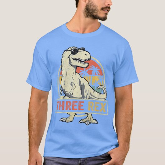 T-shirt Three Re 3rd Birthday hird Dinosaur 3 Year Old ret (Devant)
