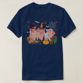 T-shirt Three Sheep Halloween Mummy Witch Scary Pumpkins F (Design devant)