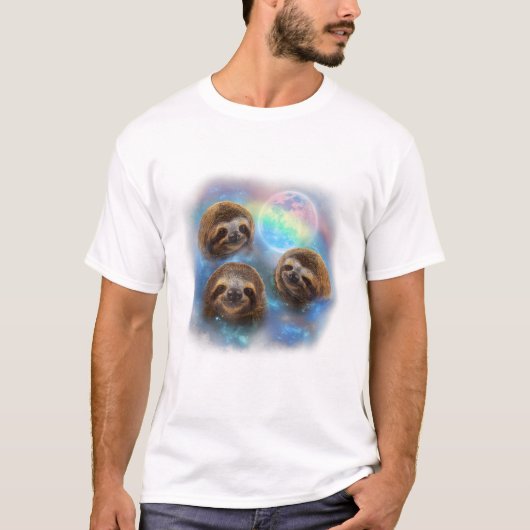 T-shirt Three Sloth and Rainbow (Devant)