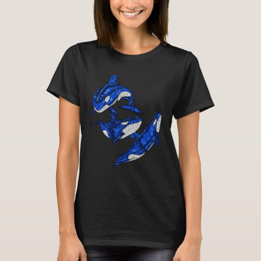 T-shirt Three Tribal Orca Whales Ocean Animals (Devant)