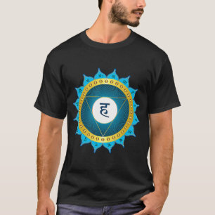 T-shirt Throat Chakra avec Symboles de Yoga et Mantras