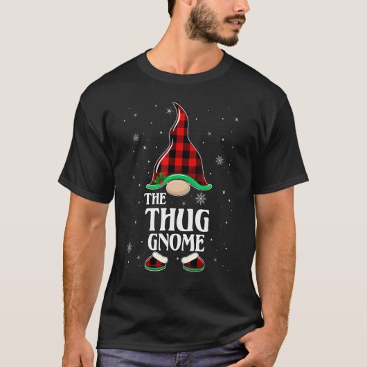 T-shirt Thug Gnome Buffalo Plaid Matching Family Group Chr (Devant)