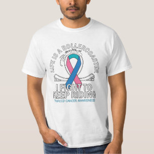 T-shirt Thyroïde conscience cancer rose turquoise bleu rub
