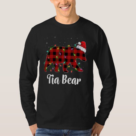T-shirt Tia Bear Buffalo Red Plaid Matching Family Christm (Devant)