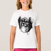 T-shirt Tibetan Spaniel Tee – Calm Ink Dog Face (Devant)