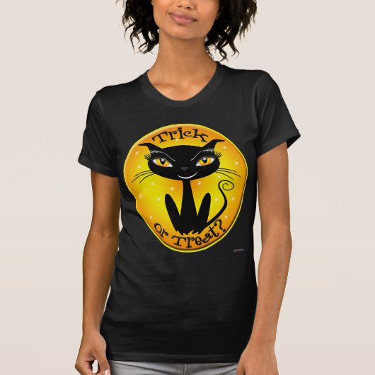 T-shirt Tic blanc ou traitement? Chat avec étoiles (Devant)