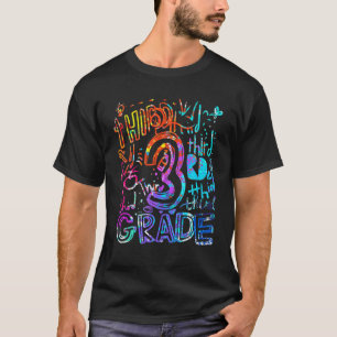 T-shirt Tie Dye 3E Équipe de typographie de 3e année Tee d