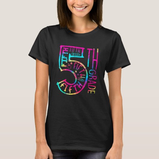 T-shirt Tie Dye 5th Grade Typography Teacher Team Fifth Gr (Devant)