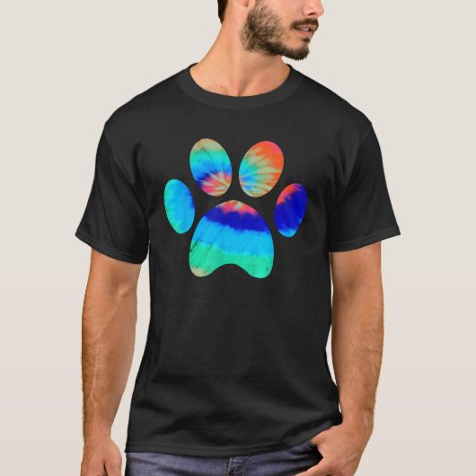 T-shirt Tie Dye Animal Chat Chien Empreinte de patte Anima (Devant)