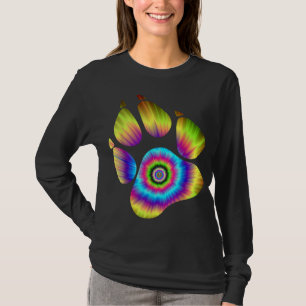 T-shirt Tie Dye Animal Chat Chien Empreinte de patte Pour