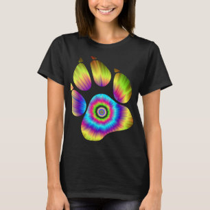 T-shirt Tie Dye Animal Chat Chien Empreinte de patte Pour 