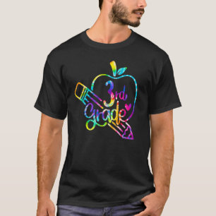 T-shirt Tie Dye Apple Crayon 3e Année Retour À L'École Pre